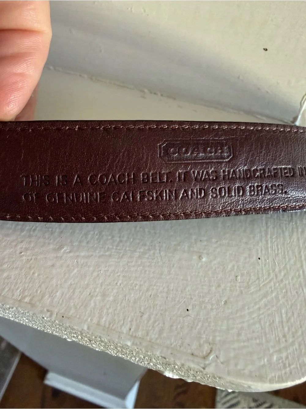 Coach black leather belt w silver hardware S